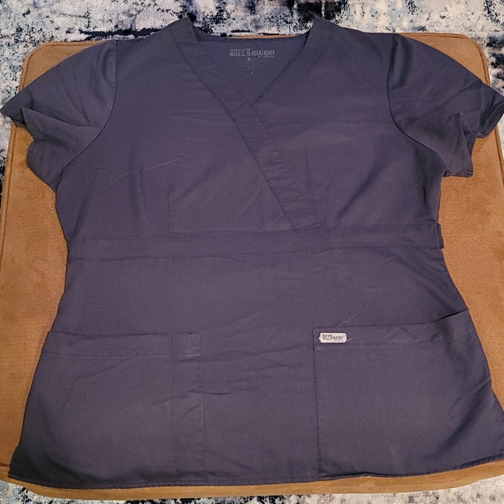 Grey's Anatomy Wrap Scrub top-Steel Grey